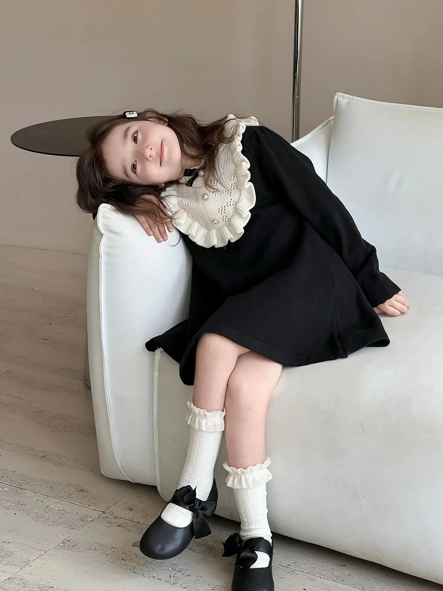 Girls Knitted Dresses 2025 Autumn and Winter New French Style Woolen Skirts Children Knitted Dresses