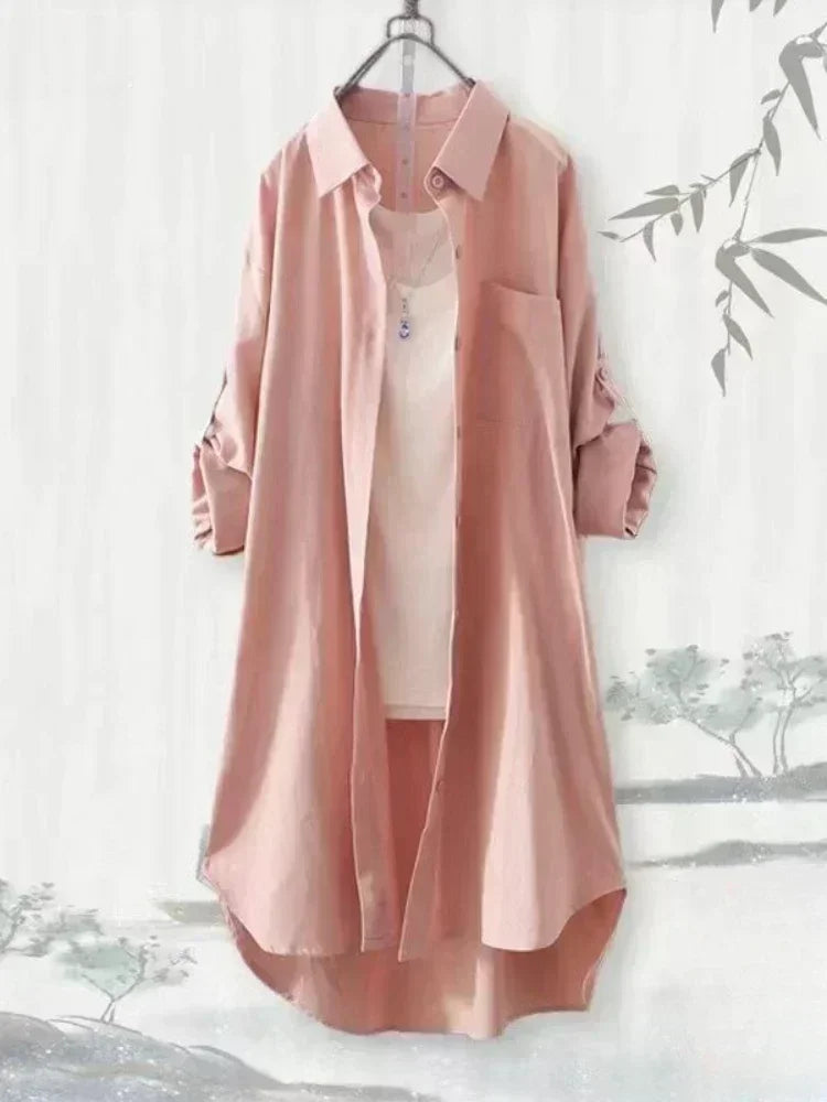 Plus Size Women Simple Long Sleeve Blouse