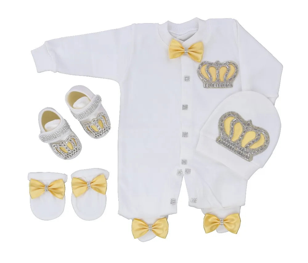 Dollbling Boy Baby Set Clothing Personalized Outfit Custom Baby Clothes Spring Angle Wing Lace Embroidery 4Pcs Layette