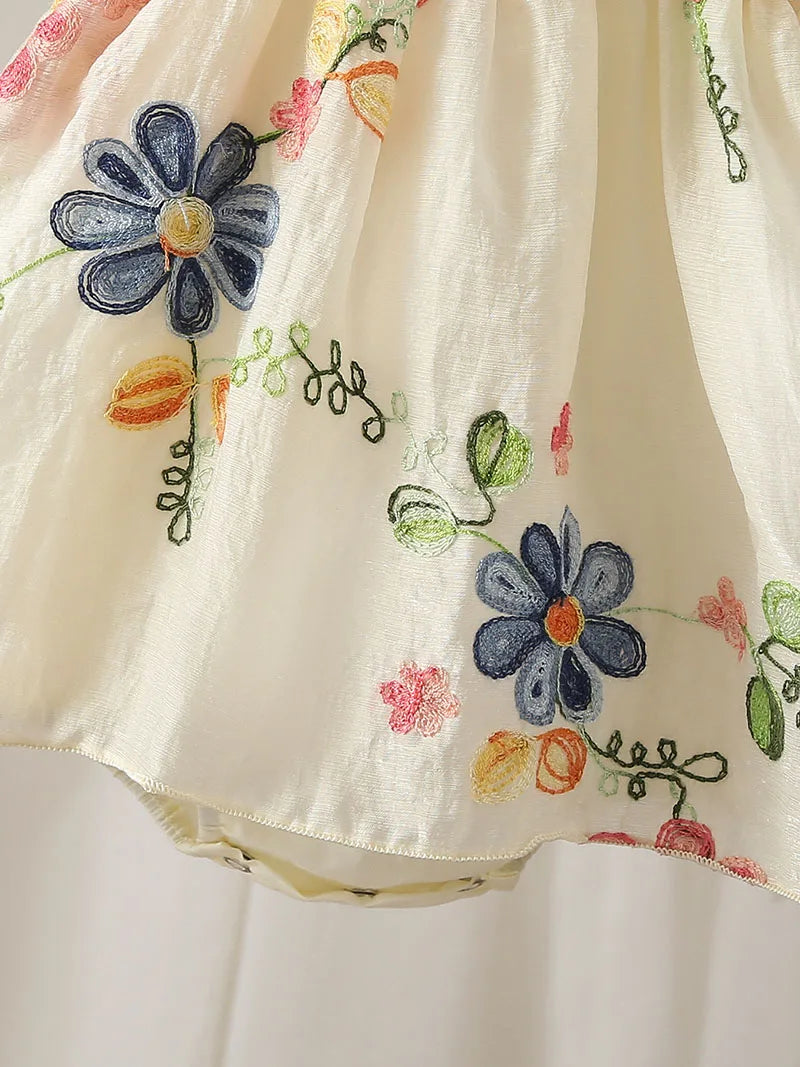 MILANCEL New Summer Baby Bodysuit 3-24M Cute Flower Toddler Dress Girls Clothes Embroidered Flowers Infant One Piece