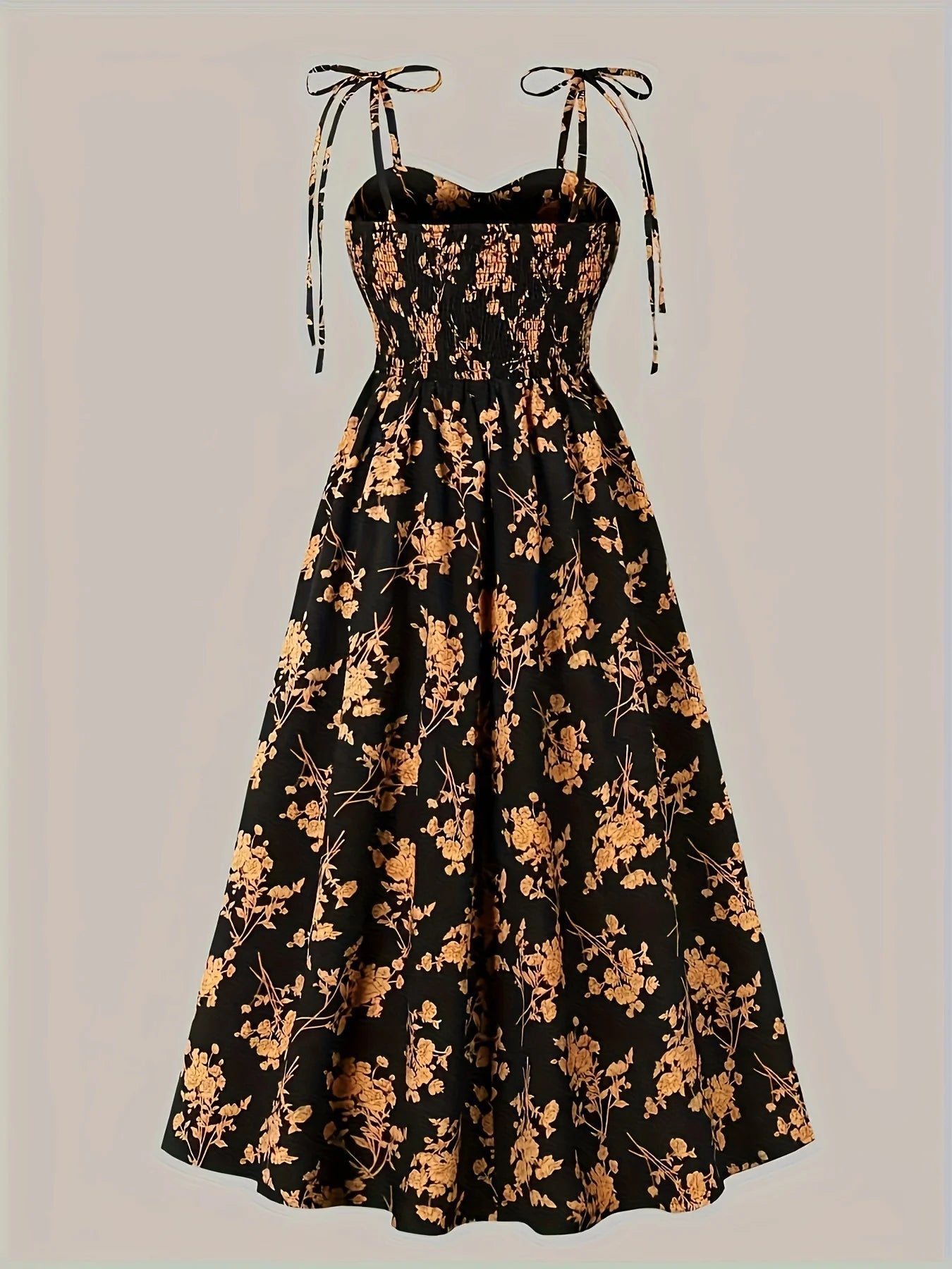 European and American fashion plus size women's new flower print A-line skirt bow tie slit dress