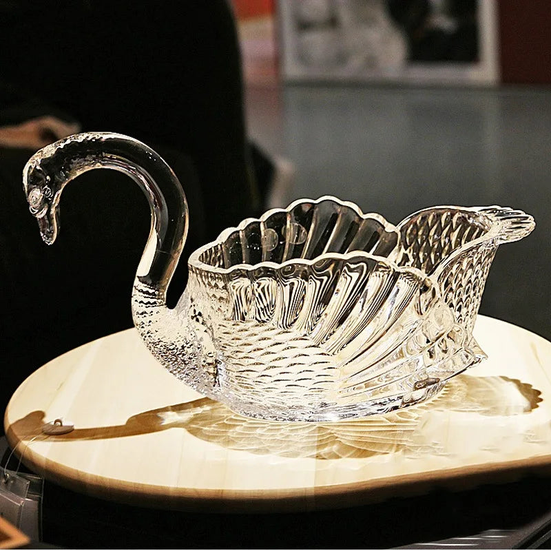 New High Beauty Fruit Tray Family Living Room Tea Table Crystal Glass Dim Sum Tray Candy Snack Tray Table Top Decoration Tray