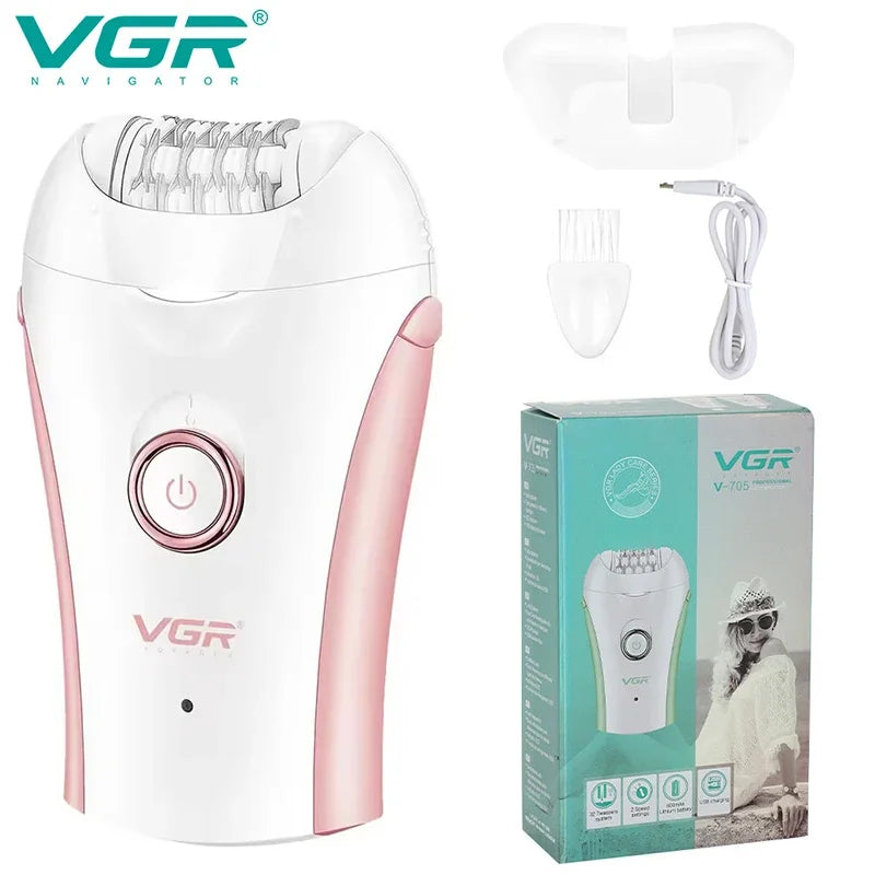 VGR Rechargeable Women Epilator Electric Female Epilator For Face Hair Removal Machine For Facial Legs Body Bikini Hair Remover