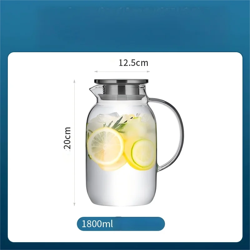 Cooker king 2.5L Large Capacity Glass Teapot Heat Cold Resistant with Stainless Steel Lid Filter, Eagle-Spout Transparent Kettle