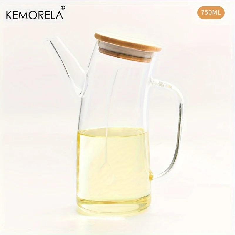 KEMORELA Leakproof Oil Dispenser Glass Bottle 750ml/1000ml Kitchen Storage Container for Cooking Outdoor BBQ Picnic Seasoning
