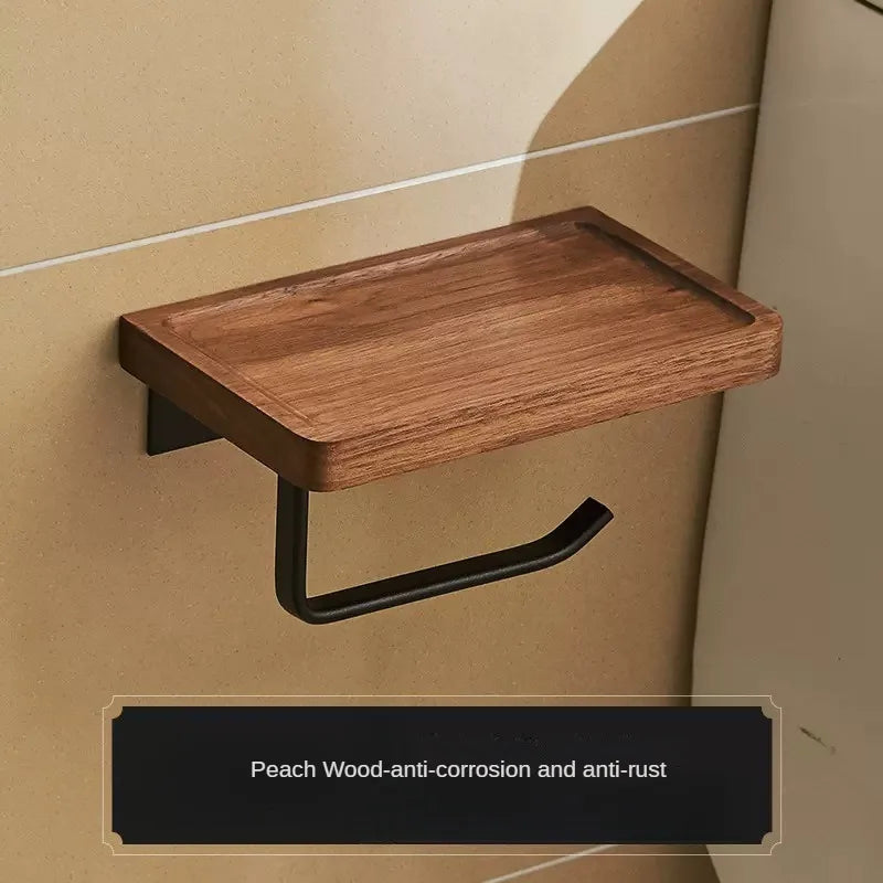 Walnut towel rack no punch bathroom shelf toilet wall mounted washroom storage organizer bath towel holder bathroom accessories