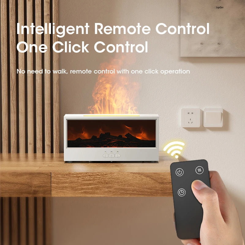 Aroma Humidifier for Home Essential Oils Simulated Fireplace Diffuser with LED Light and Remote Control