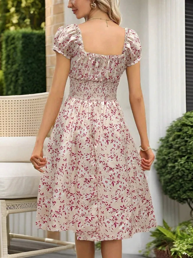 New European and American cross-border fashion women's vintage floral French-style dress