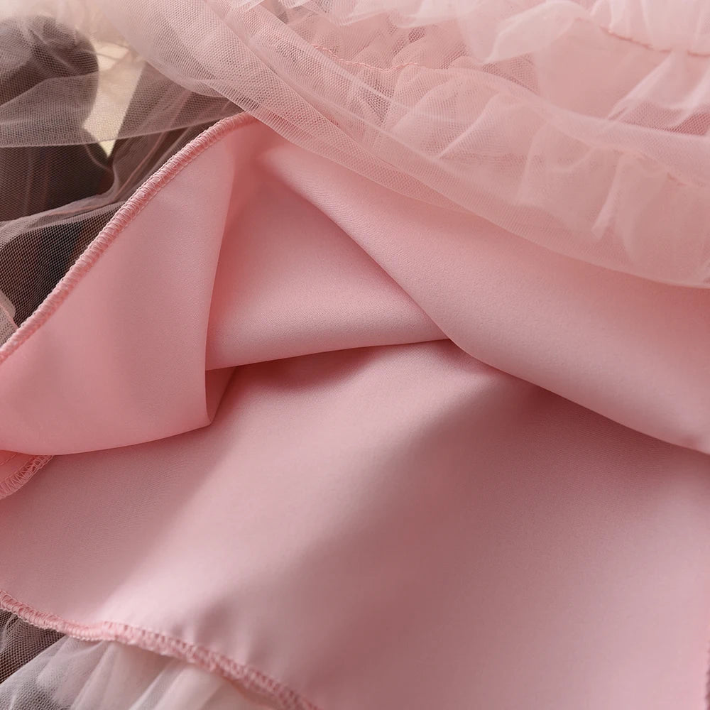 Sweet and Cute Girl's Summer Dresses New Year Party Princess Dress Sleeveless Mesh Fashion Birthday Party Children's Clothing