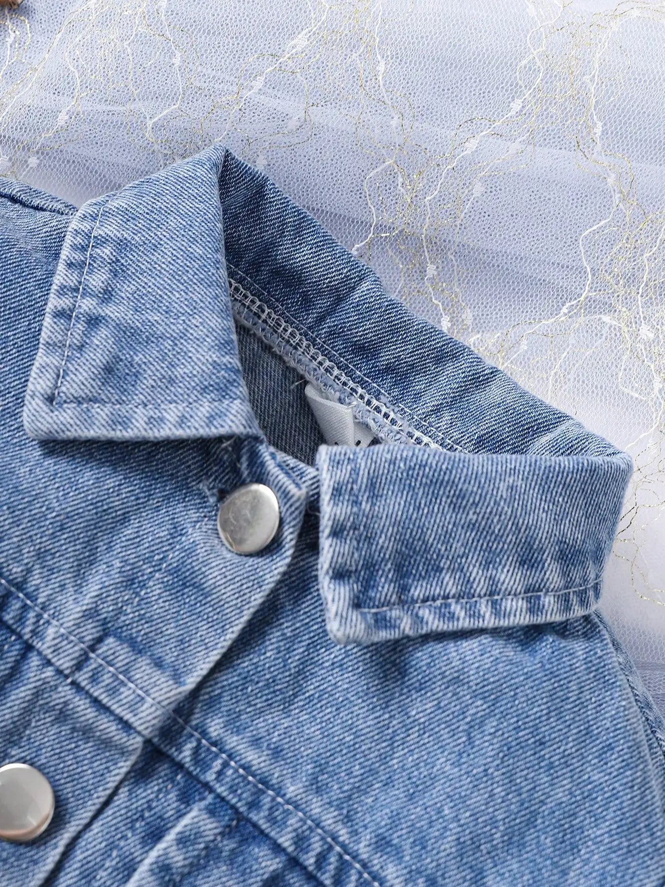 Baby Girl Autumn Trendy Three Piece Denim Jacket Black High Collar Knitted Top Denim Skirt Street Party Set