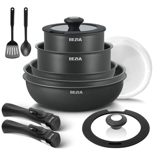 Induction Cookware Set 13 Pieces, Nonstick Pots and Pans Set with Removable Handles