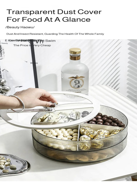 Food Platter Food Storage Tray with Lid 4 Compartment Snack Dried Fruit Candy Nut Serving Plates Tra