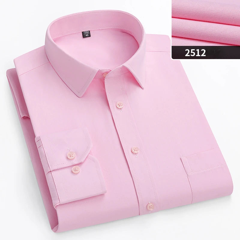 double collor Full shirts for men plus size slim fit formal plain shirt over size office clothes solid long-sleeve business tops