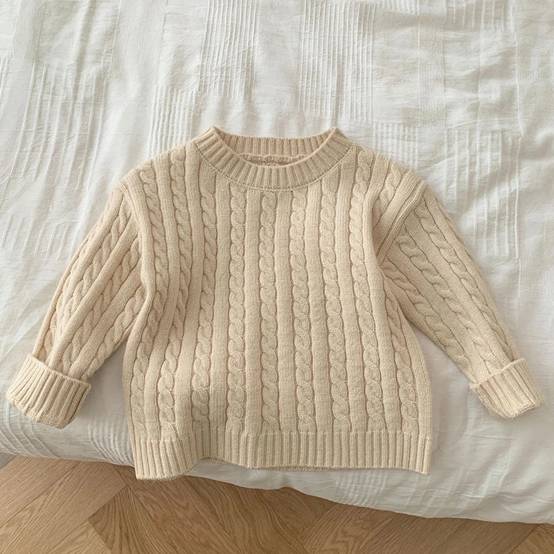 Autumn Spring Korean Style Kids Knitted Clothing Set Long Sleeved Solid Color Knitted Pullover+Pants Baby Girl Clothes Suit