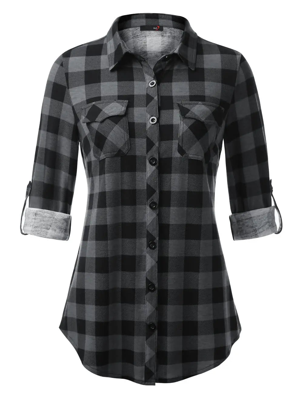 Women's  fashion Casual Plaid Button-Down Shirt