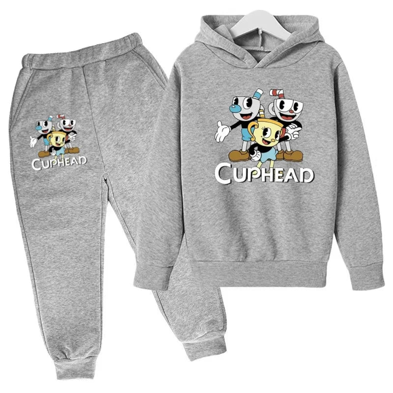 Kids Clothes Hoodie Cartoon Teacup Head Print Sportswear Coat+Pants 2P Boy Girl Toddler 3-12 Years Leisure Top Party Fashion Set