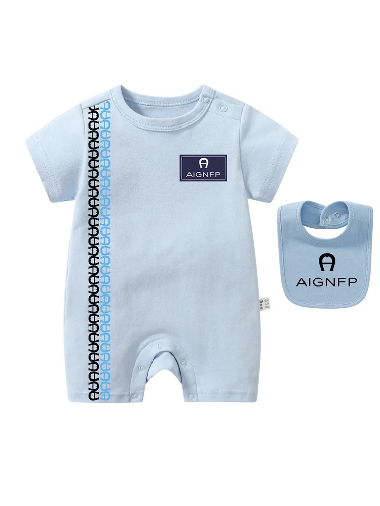Summer Newborns Jumpsuit %100 Cotton Baby Clothes 2025 New Toddler Boys Rompers Bib scarf Set Infant Soft Short sleeve Bodysuits