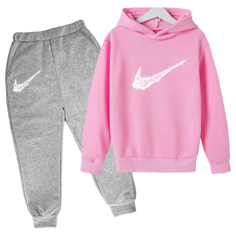 New Children's Sports Hooded Sweatshirt - Brand's Trendy Casual Hooded Top and Pants Set Suitable for Boys and Girls Aged 3 To13