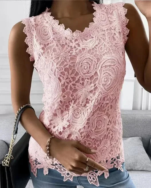Lace T Shirt Women Elegant Casual Tshirt Woman Clothing Summer Fashion Tops Tee Vintage Clothes Streetwear Solid T-Shirts Blusas