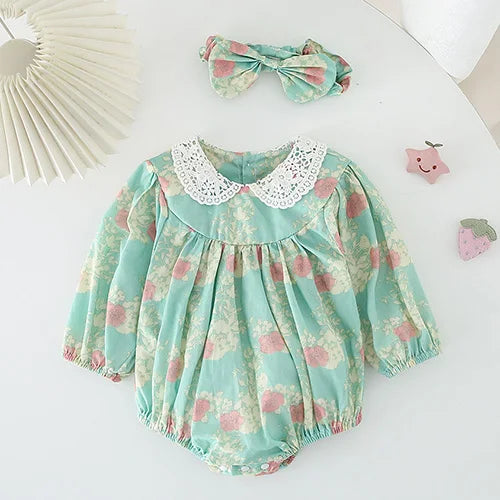 2025 New Autumn 1-5Yrs Girl Party Dress Baby Girl Romper Long Sleeved Cotton Splicing Kids Princess Dresses Sister Clothes