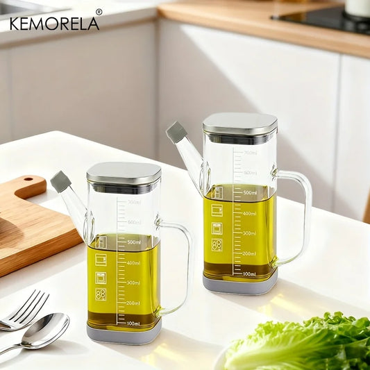 Kitchen Oil Dispenser Bottle, 700ml Olive Oil Pourer for Cooking Salad Dressing BBQ, Leak-Proof Precision Pourer With Scale