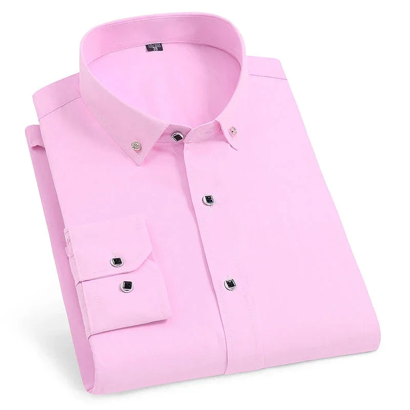 New Mens Long Sleeve French Cufflinks Shirt Casual Solid Male Brand Shirts Slim Fit French Cuff Luxury Dress Button Up Shirts