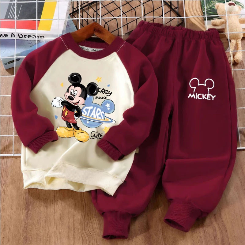 Boys Fashion Cartoon Print Sweatshirt Two-piece Set Kids Spring Autumn O Neck Hoodies and Trousers 2pcs Set Kids Sport Clothes