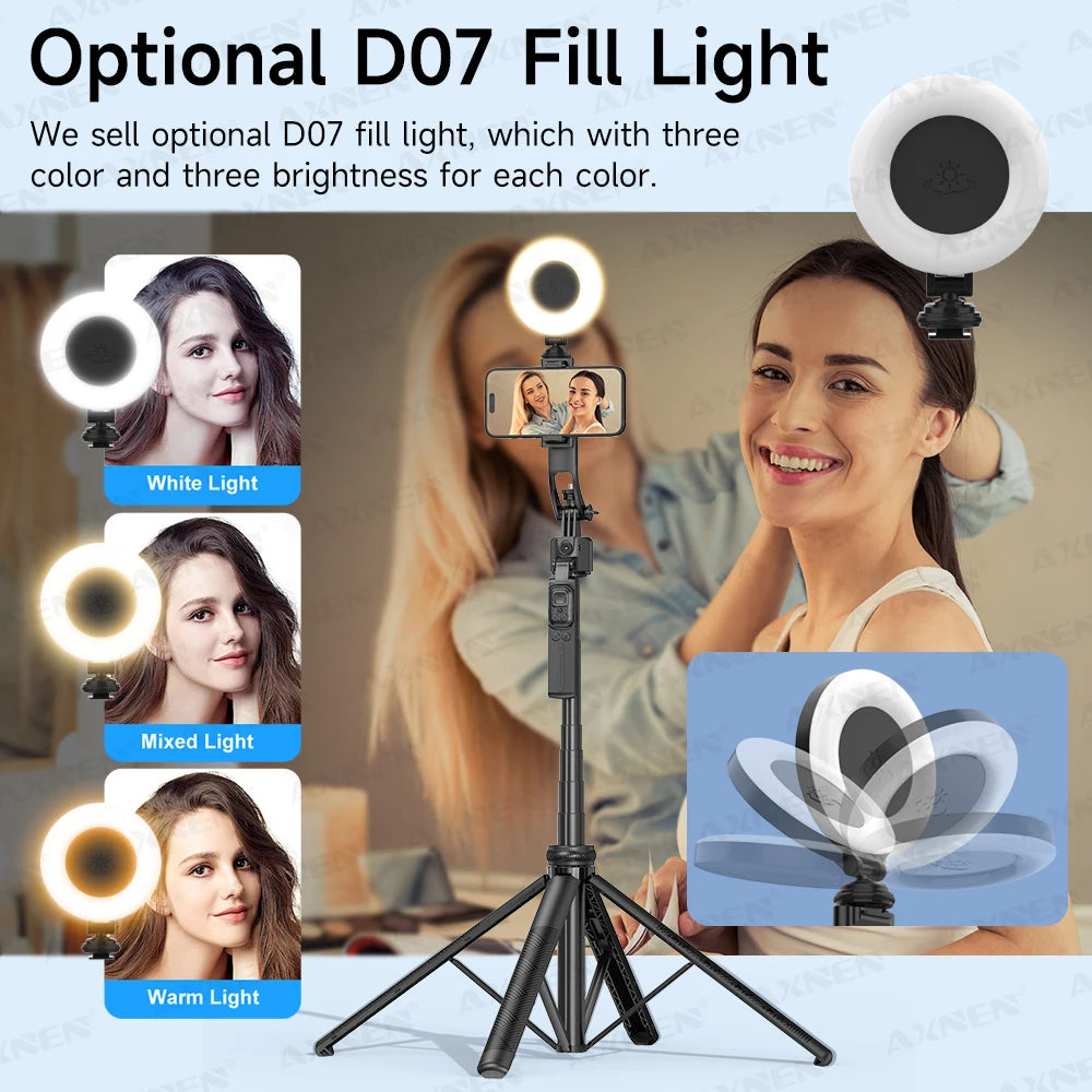 1630mm/64in C17 Tripod Selfie Stick 360° Auto Rotation Shooting Quadruped Phone Stand Face Track Bluetooth Remote Control Tripie