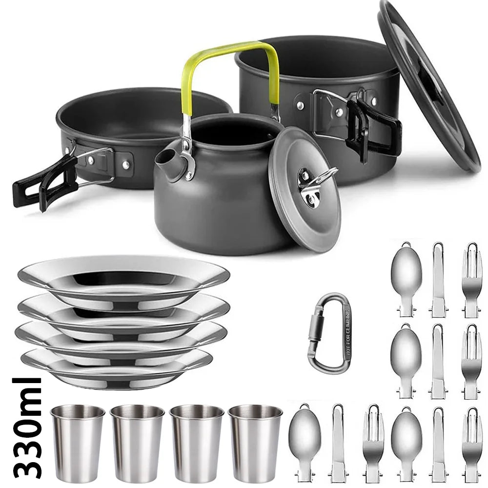 Camping Cooking set Camping Cookware Travel Tableware Outdoor Picnic Set Teapot For 2-3 Peaple Non-stick pots assorted sets