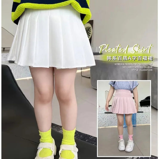 1pcs Spring Summer Girls Pleated Skirt Students Elastic A-line Skirt Kids College Style jk Skirts Childrens Fashion Short Skirts