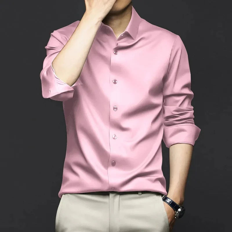 New Stretch Anti-Wrinkle Men's Shirts Long Sleeve Dress Shirts For Men Slim Fit Camisa Social Business Blouse White Shirt S-6XL