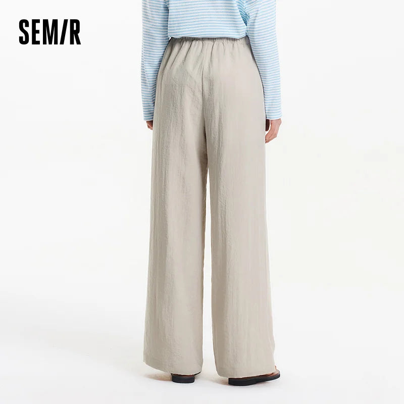 Semir Casual Pants Women Long Pants Relaxed Fit 2025 New Summer Elastic Waist Wide Leg Minimalist for  Daily Comfortable Wear