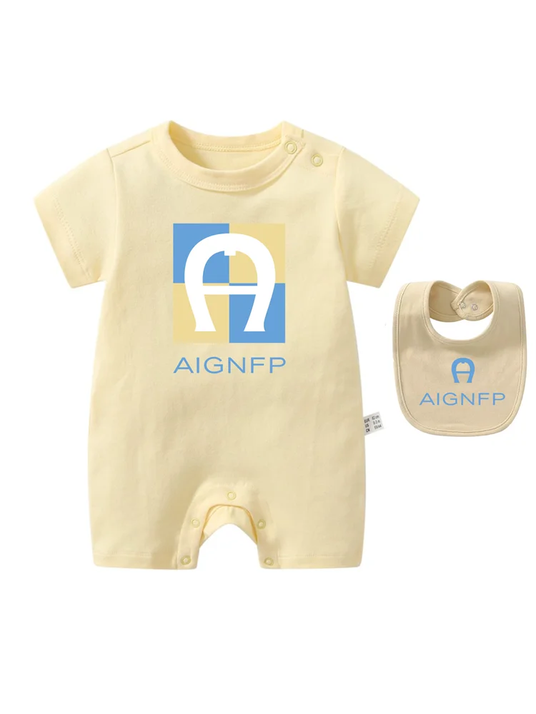 Newborns Clothes Rompers 2025 Hot sales Bib scarf Baby Jumpsuit 2Pcs Set Fashion Toddler Romper %100 Cotton Infant Boy Bodysuits