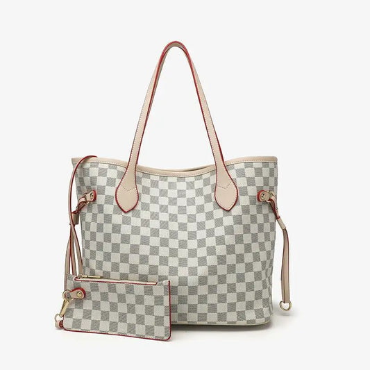 New Fashionable Women's Bags, European and American Style Retro Plaid Casual Bags, Large-Capacity Trendy Handbags, High-End Luxury Tote Bags, Commuter Shopping Bags