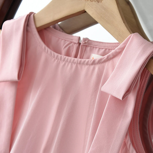 Sweet and Cute Girl's Summer Dresses New Year Party Princess Dress Sleeveless Mesh Fashion Birthday Party Children's Clothing