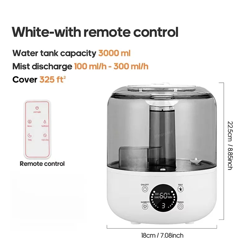 HOMEFISH CK2 3L Professional Large Capacity Household Silent Air Humidifier Plant Spray Aroma Diffuser with Remote Control Timer