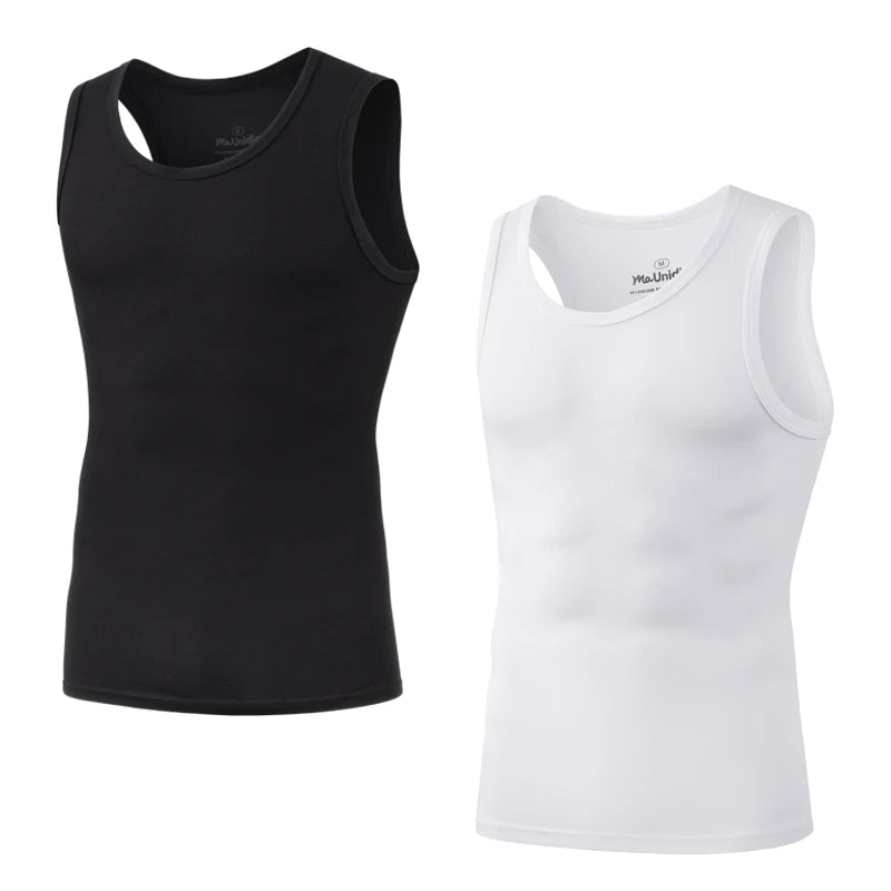 2Pcs/Pack Men's Tank Top Sleeveless Gym T-Shirt Man Vest Solid Color Compression Undershirts Men Tops High-Quality Bamboo Fiber