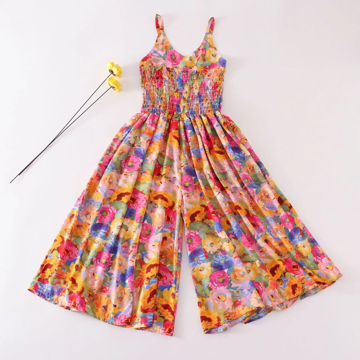 Fashion Summer One Pieces Playsuits Girls Rompers Casual Body Suit Children Clothes Beach Outfits Wide Leg Jumpsuits Kids Bottom