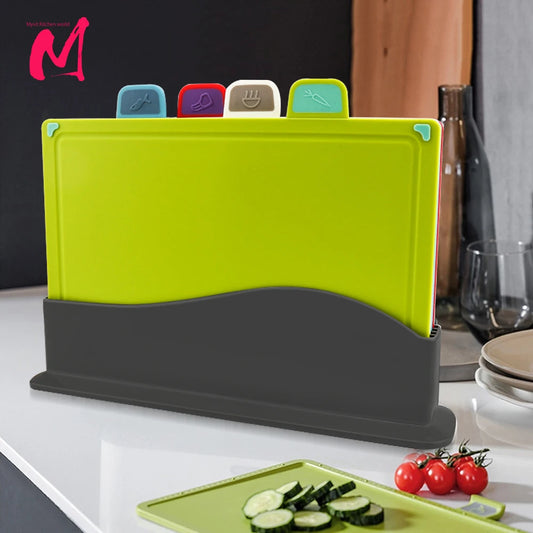 Cutting Boards with Holder Sets for Kitchen Anti Bacterium Plastic Chopping Block Plastic Dishwasher Safe Chrismas