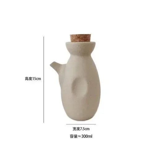 Vintage Ceramic Seasoning Jar Japanese Style Home Kitchen Salt Chili Sugar Jar Oil Pot Wooden Lid Spice Kitchen Utensils Modern