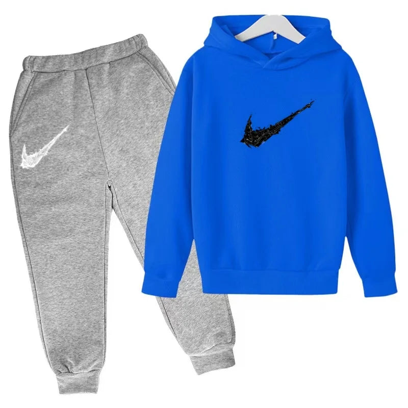 New Children's Sports Hooded Sweatshirt - Brand's Trendy Casual Hooded Top and Pants Set Suitable for Boys and Girls Aged 3 To13