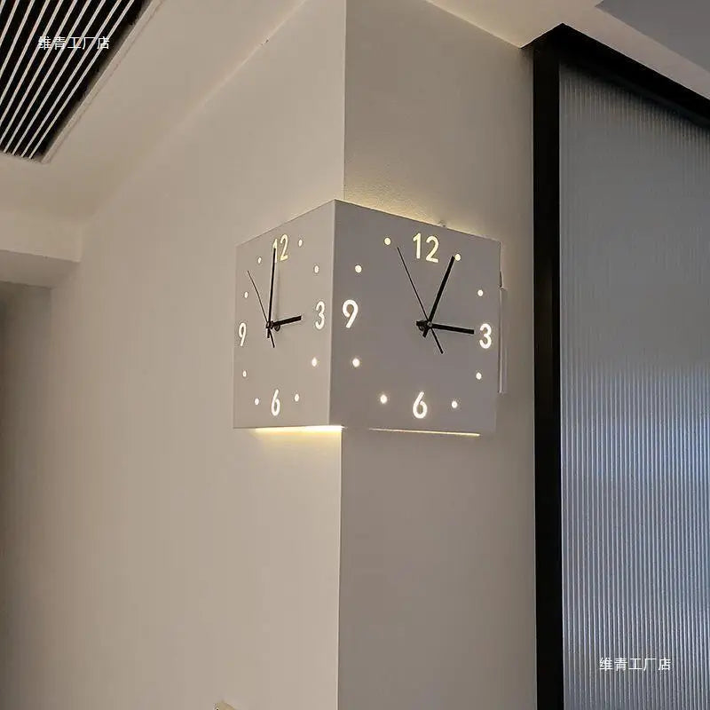 Wall Clock Living Room Creative Simple Modern Wall Clock No Punching Fashionable Square Clock Wall Corner Wall Clock