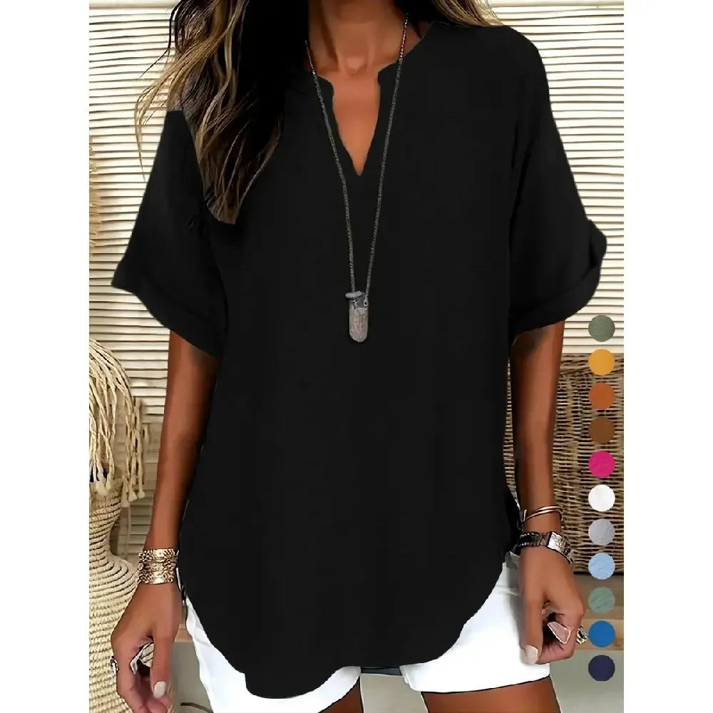 Women's Casual Color Short Sleeve Shirt Spring 2026 Princes Sleeve Other Material 100% Deformation Resistant Fashion
