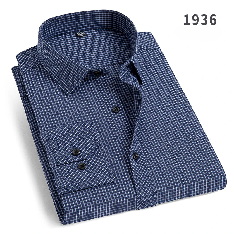 double collor Full shirts for men plus size slim fit formal plain shirt over size office clothes solid long-sleeve business tops