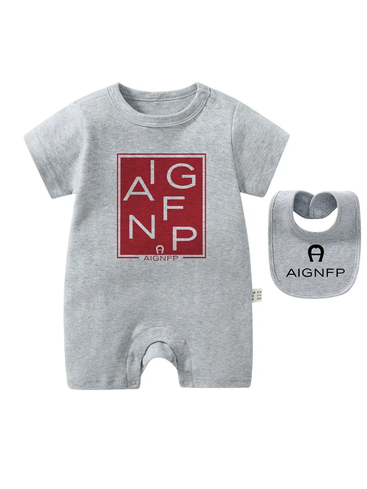 Newborns Clothes Rompers 2025 Hot sales Bib scarf Baby Jumpsuit 2Pcs Set Fashion Toddler Romper %100 Cotton Infant Boy Bodysuits