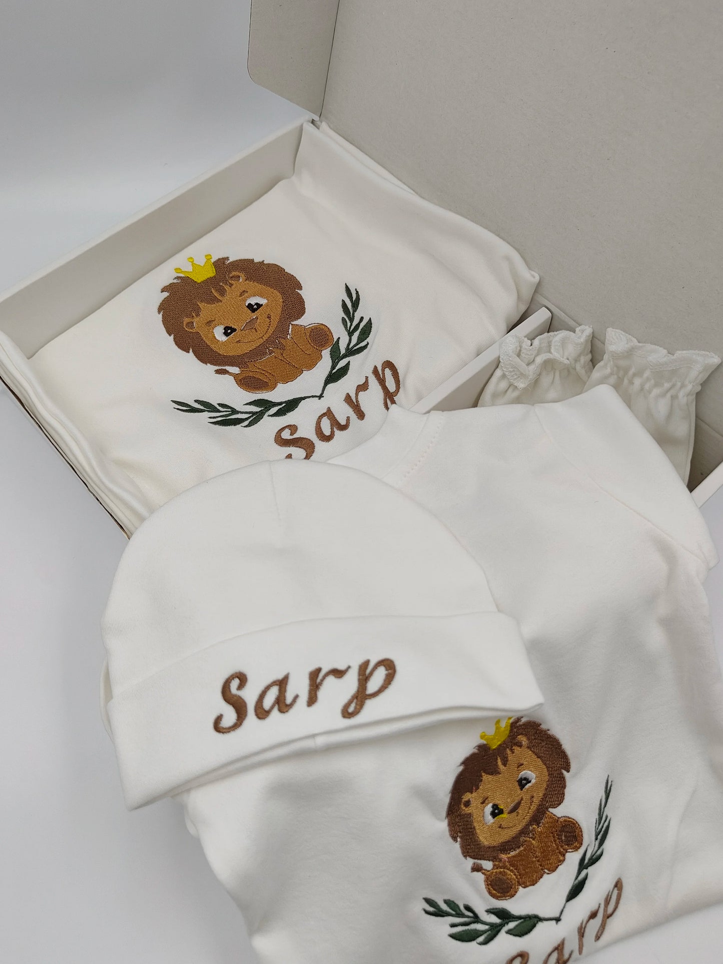 Dollbling Hospital Exit 5pcs Embroidery Name Newborn Angle Wings Romper Blanket  Nursery Bedding Swaddle Handmade Infant Outfit