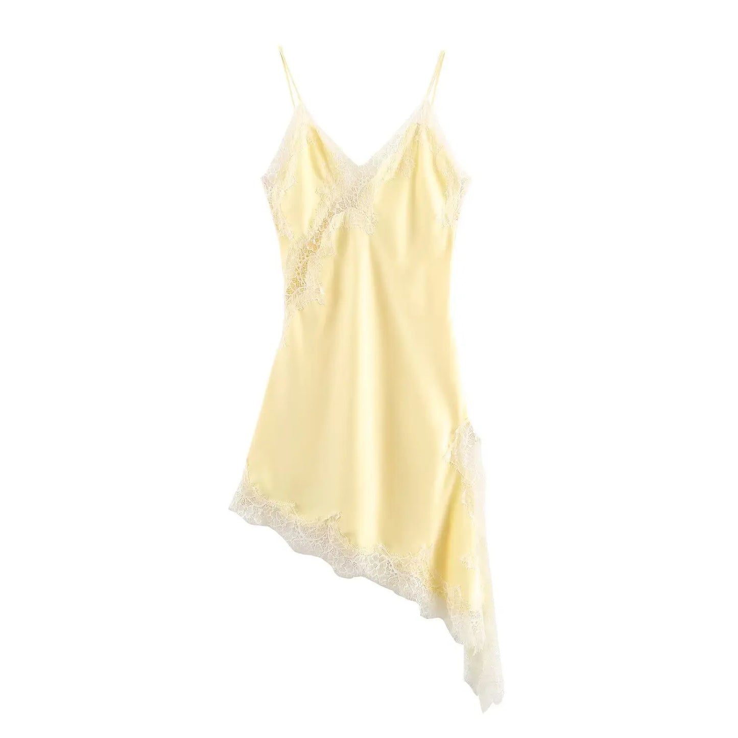 Women Fashion Sexy V-Neck Lace Elegant Halter Dress Asymmetric Hem Dress 2025 Summer New Fashion Holiday Party Beach Dresses