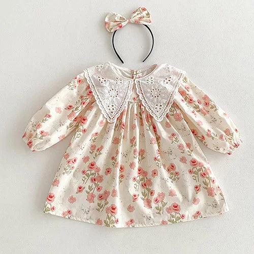 2025 New Autumn 1-5Yrs Girl Party Dress Baby Girl Romper Long Sleeved Cotton Splicing Kids Princess Dresses Sister Clothes