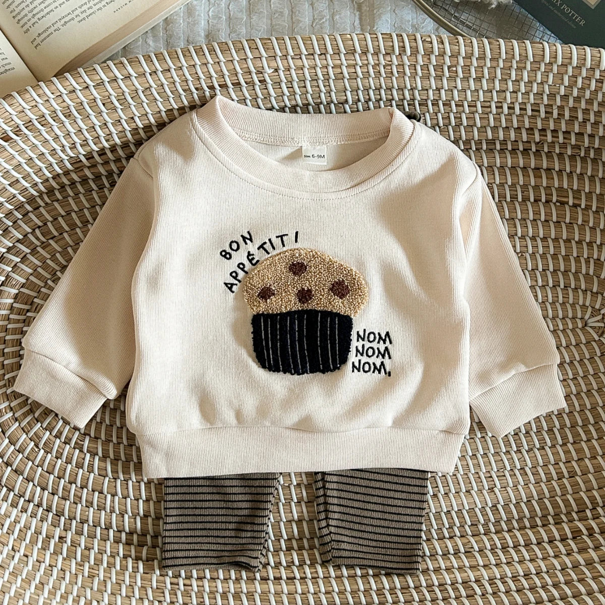 Autumn Thick Toddler Outfits Baby Boy Girl Cute Popcorn Embroidery Pullover Shirt+Pants 2pcs Long Sleeve Kids Clothes Set