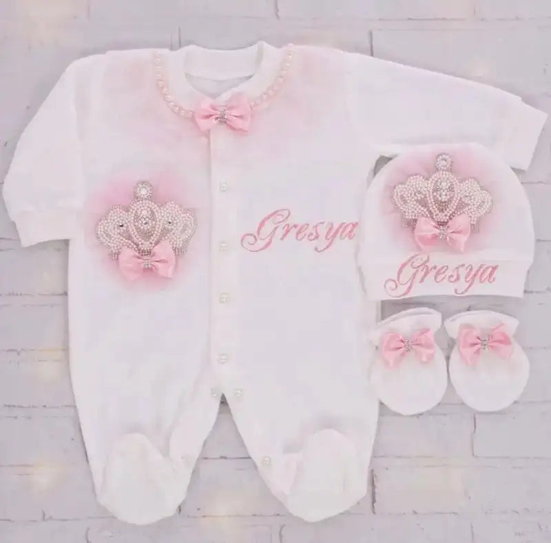 Dollbling Pearly Crown Onederful Boho Nursery Birthday Girl Mauve Dusty Pink Outfit French Lace Bodysuit Cake Smash Shirt Set